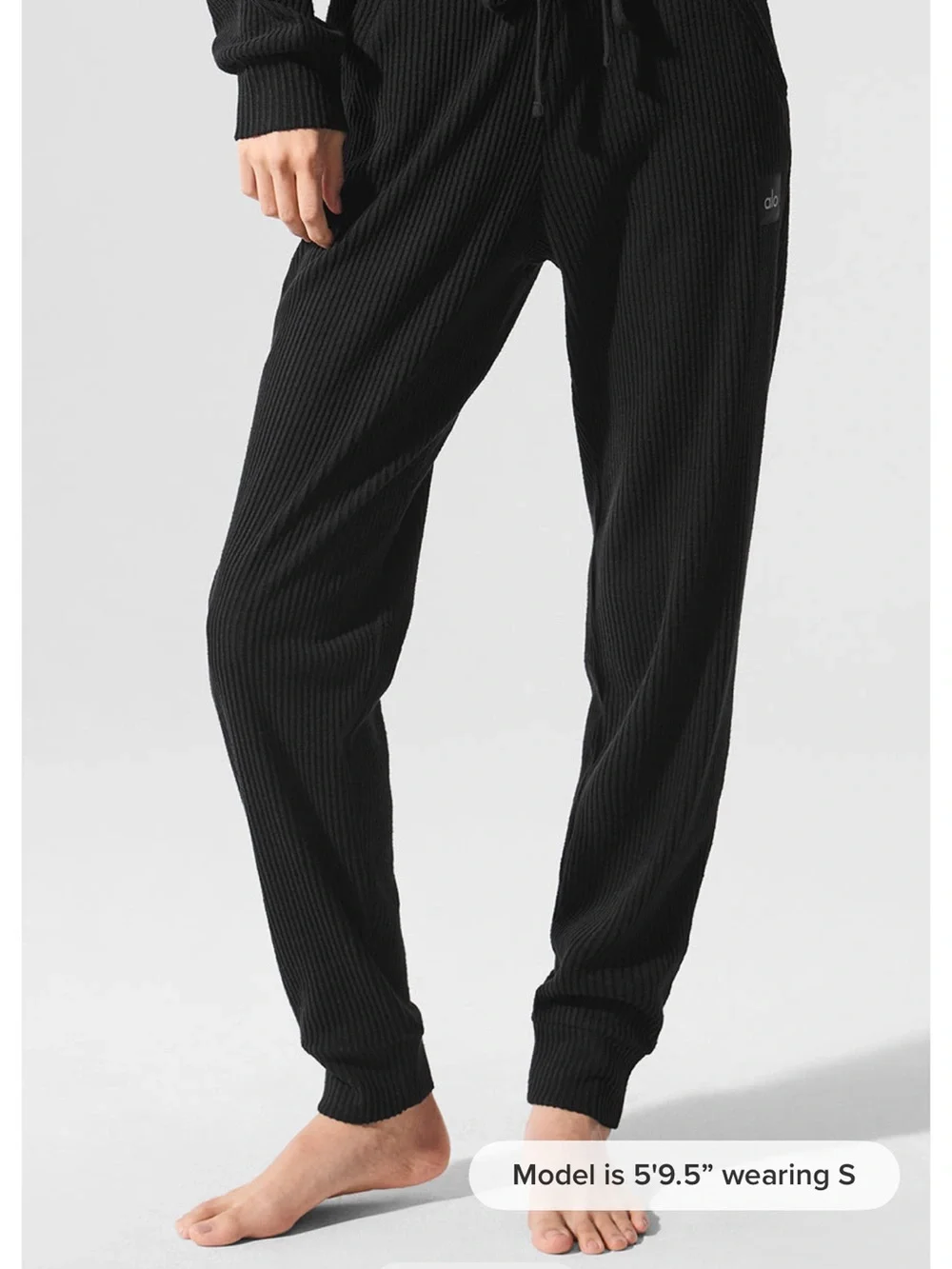 ALO Yoga Black Ribbed Track Joggers